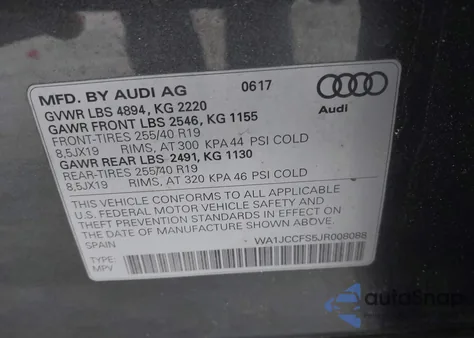 2018 Audi Q3 2.0T Premium/2.0T Sport Premium from USA, damaged, VIN WA1JCCFS5JR008088